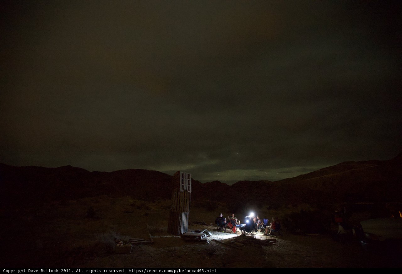 Nighttime Gathering near the Mountain