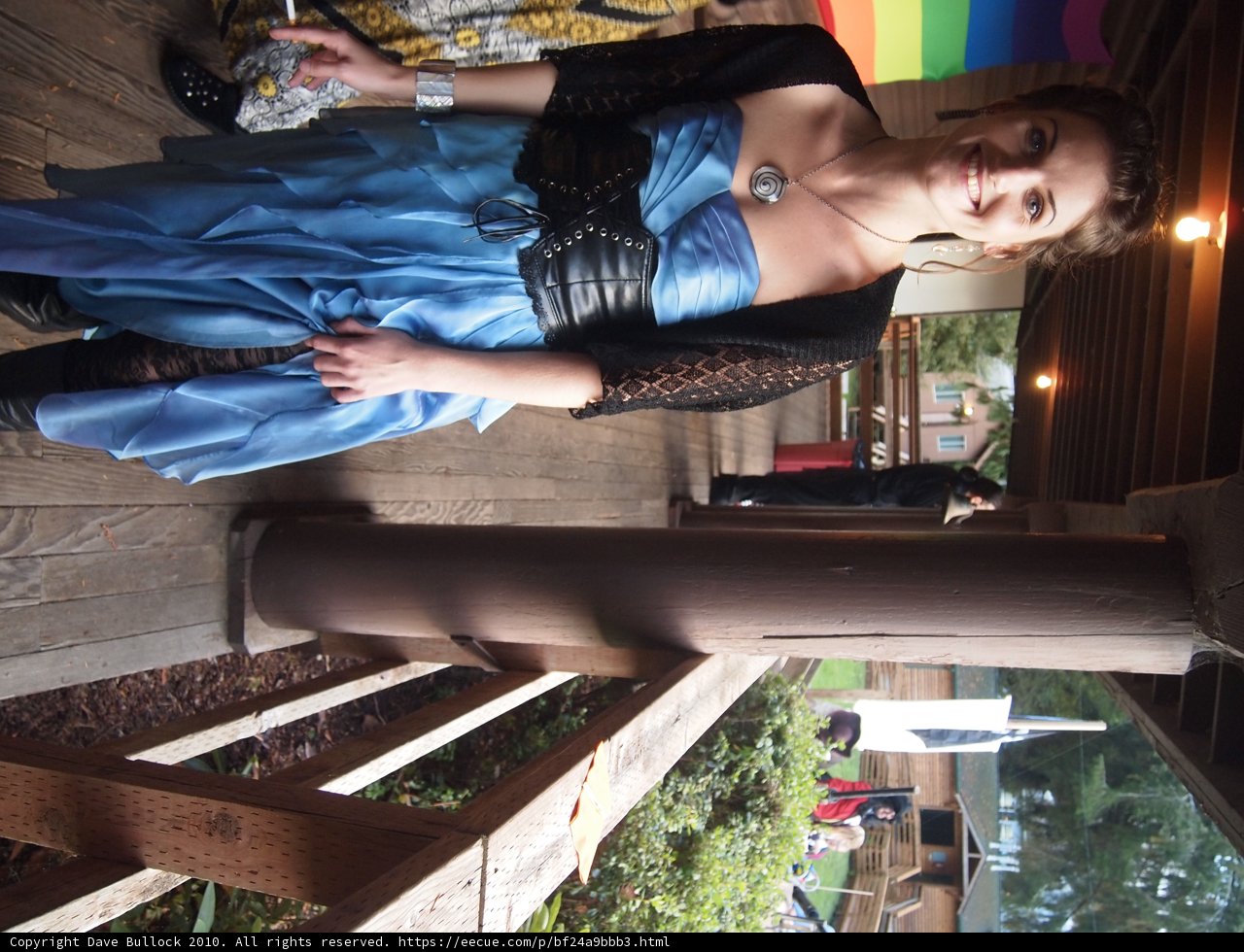 Elegant Lady on the Wooden Deck