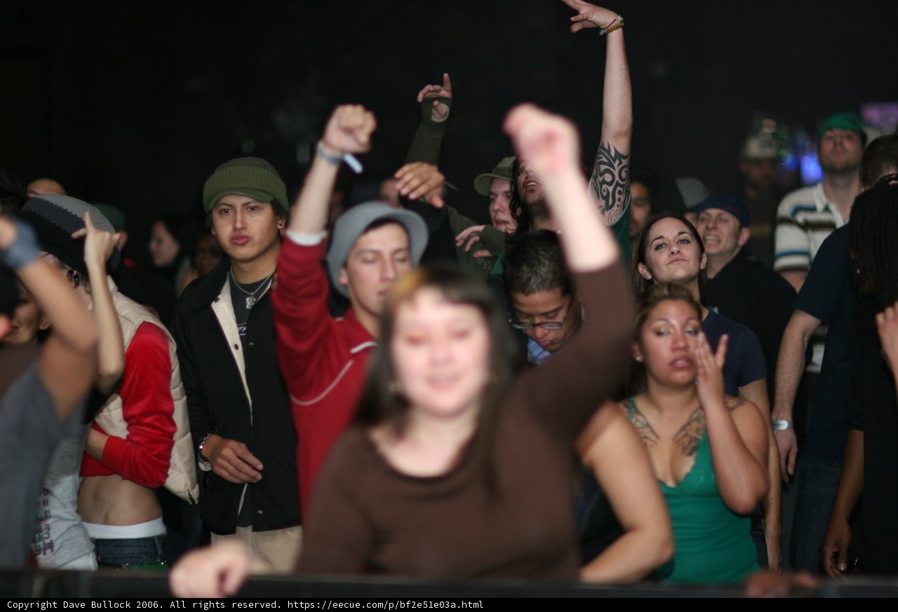 Urban Crowd Party with Hands Up