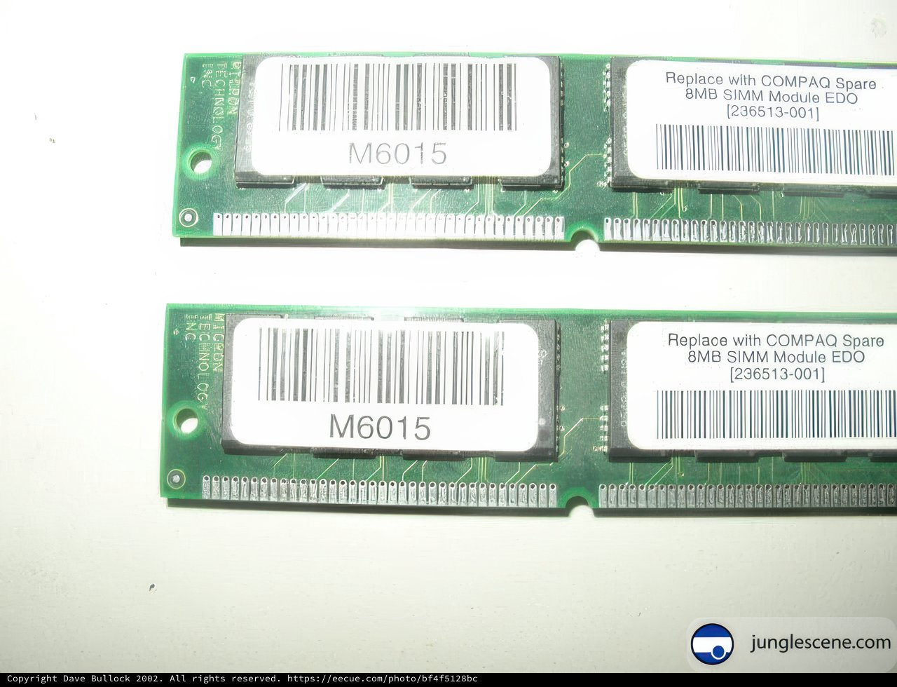 Pair of RAM Modules with Bar Codes