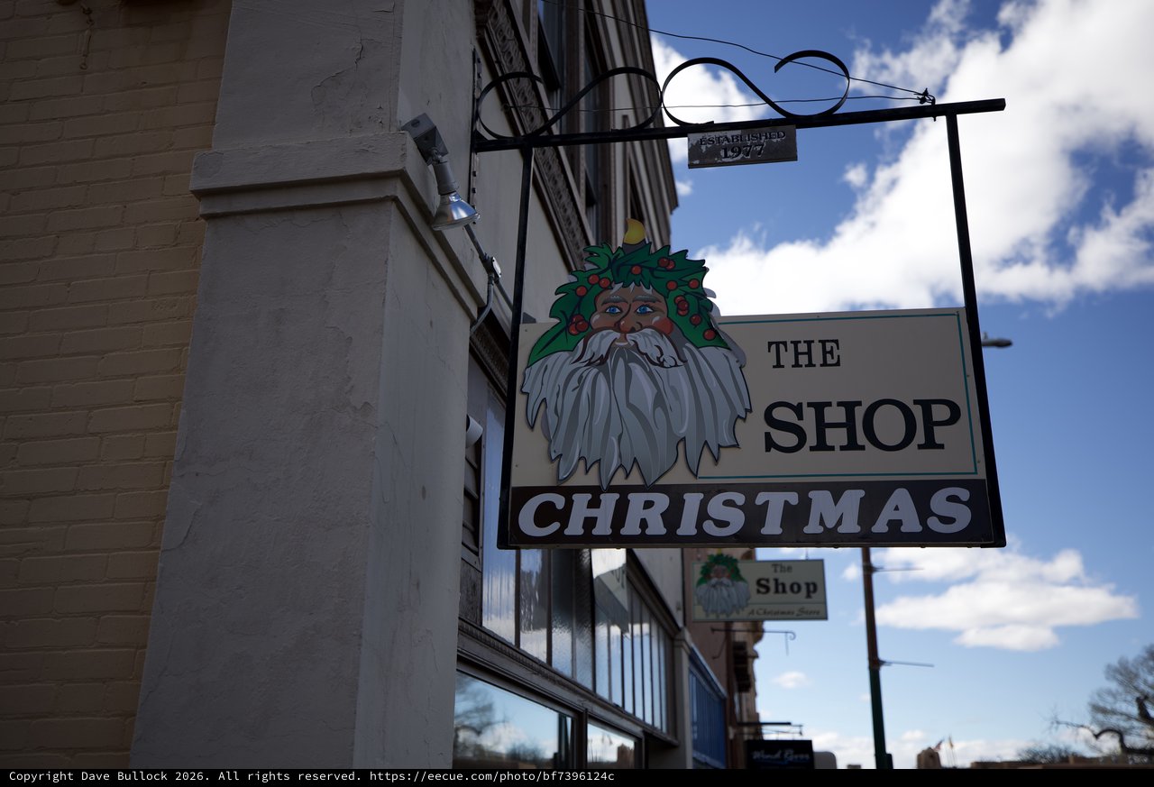 Vintage Christmas Shop Sign in Historic District