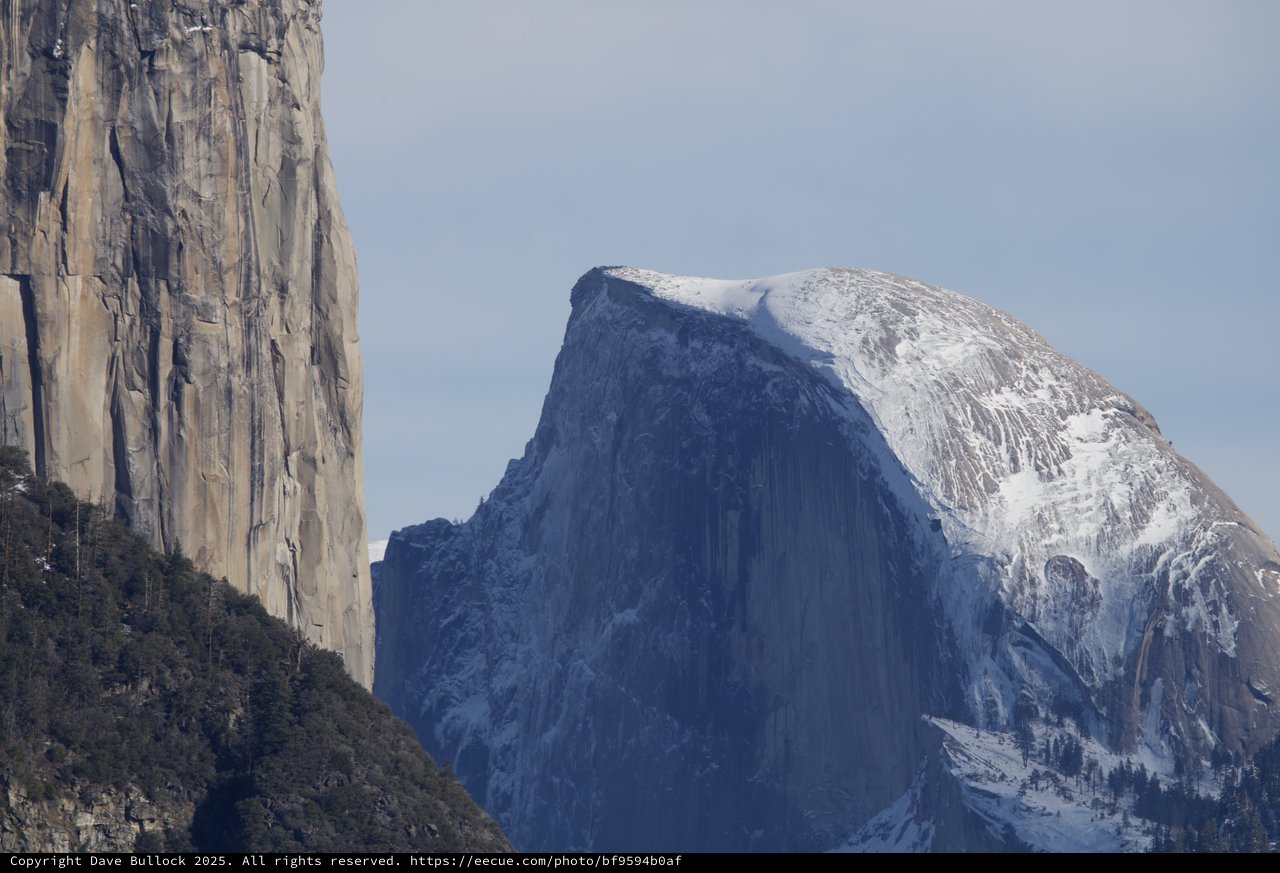 Half Dome Framed by El Capitan in Winter