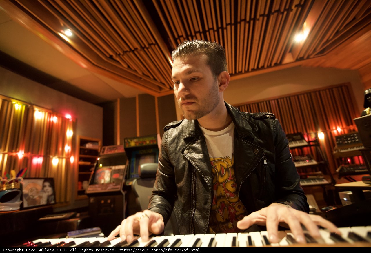 Leather Jacketed Musician on Keys