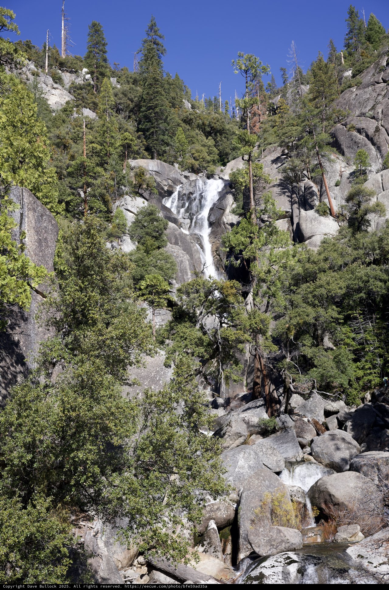 Cascade Falls Through Rocky Sierra Nevada Forest
