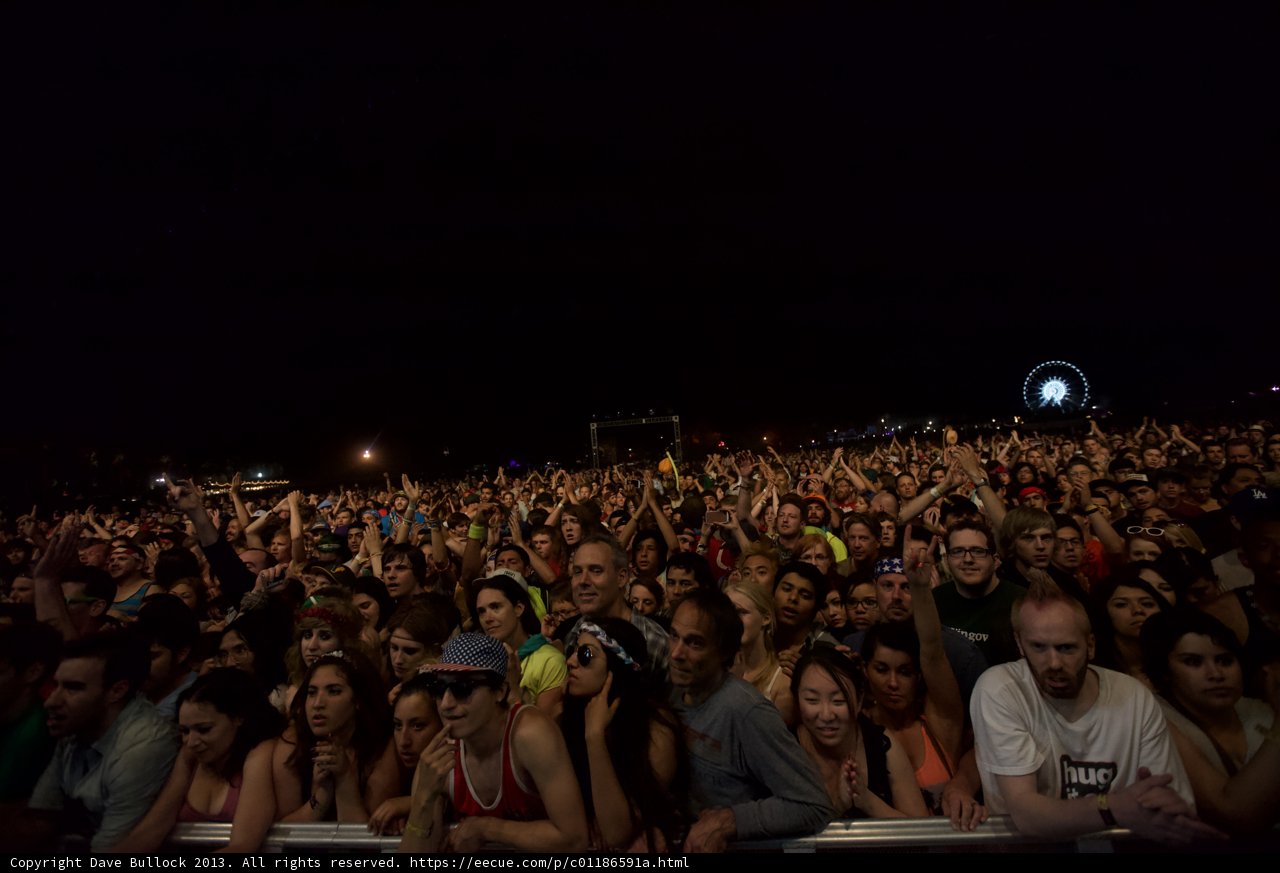 Nighttime Crowd at Coachella Music Festival