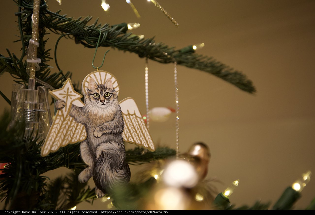 Handcrafted Cat Angel Christmas Tree Ornament