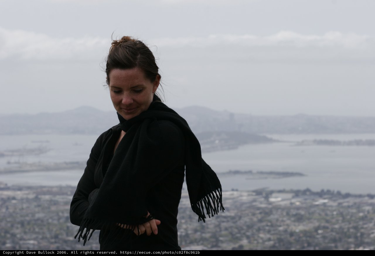 Woman in Black Overlooking San Francisco Bay