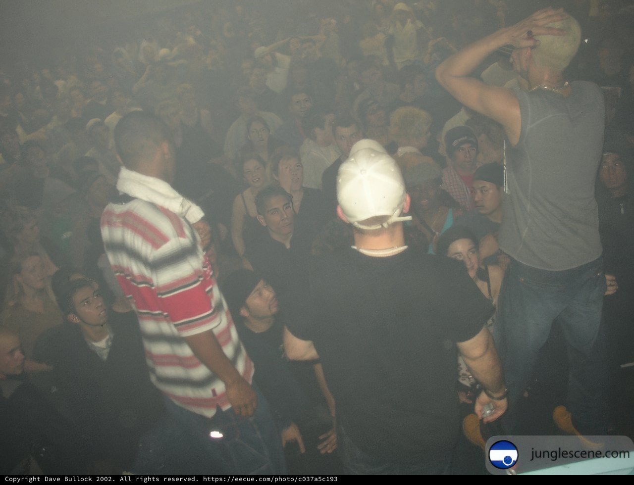 Nightclub Crowd with Caps and Jewelry