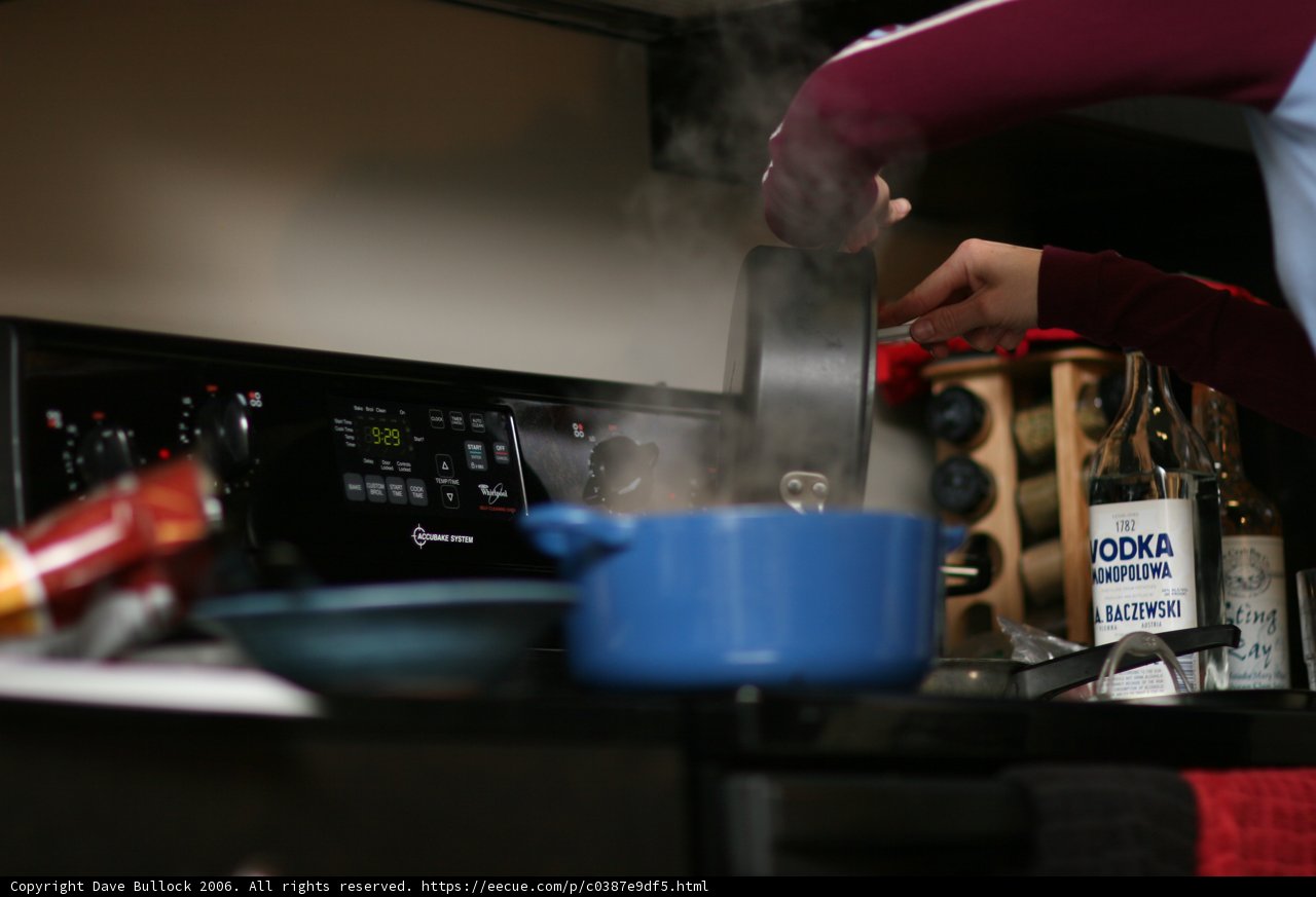 Two people cooking using a machine