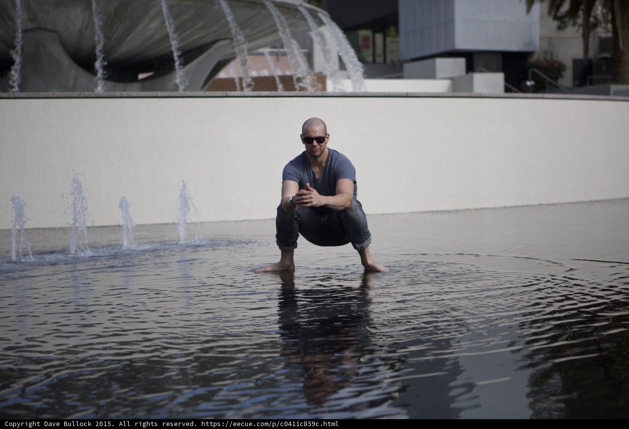 Crouching in Fountain