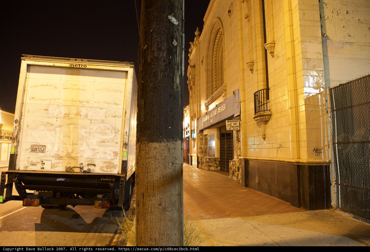 Parked Truck in Urban Night Scene