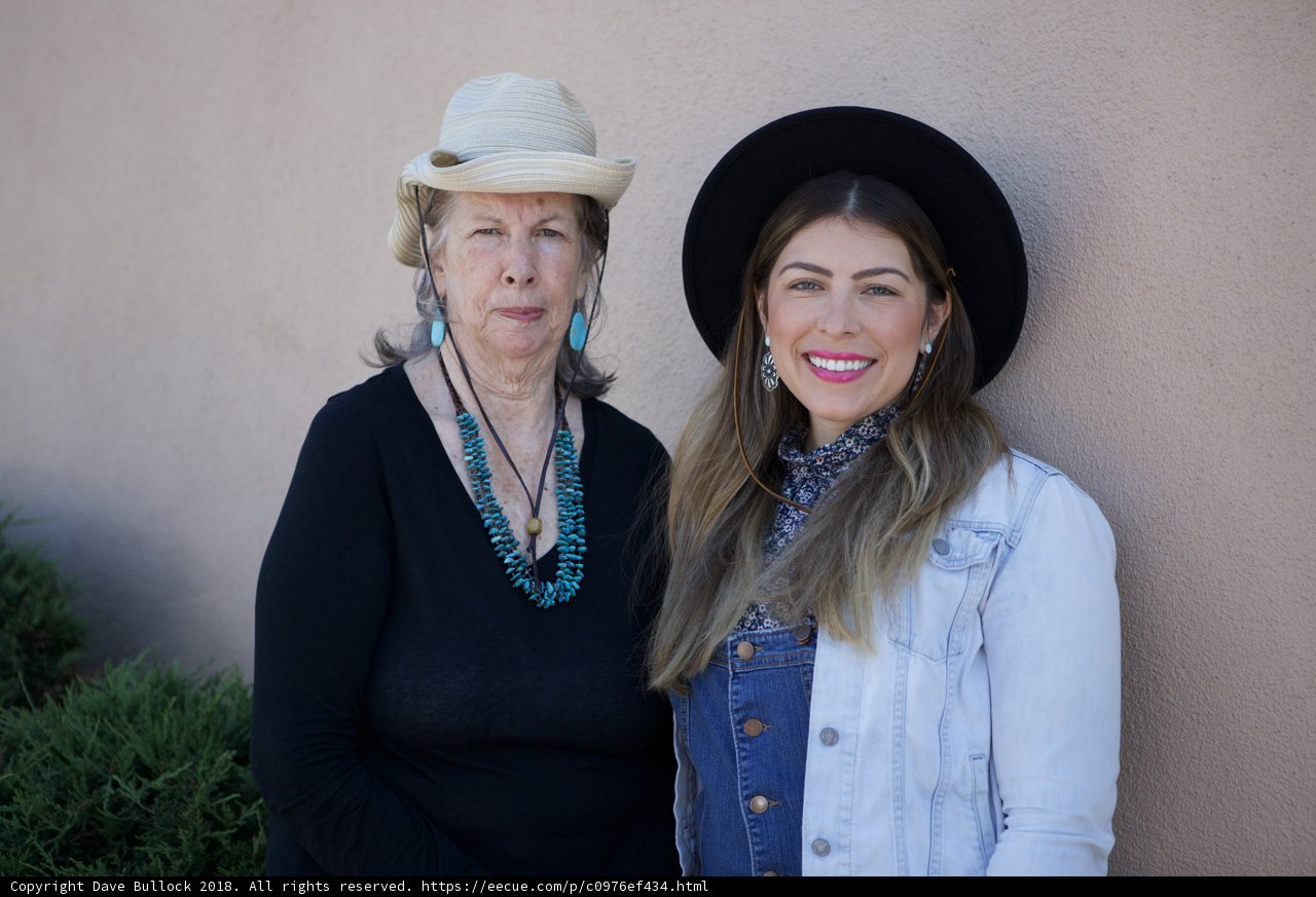 Two Women in Hats and Jeans Strike a Pose