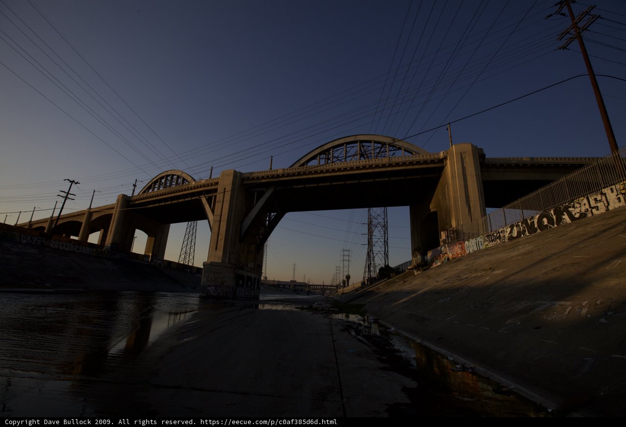 Graffiti-Laden Arch Bridge Over LA River