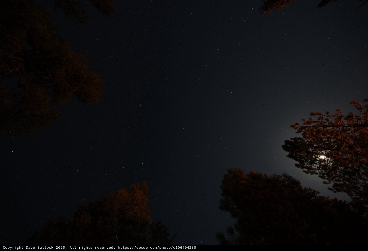 Moonlit Night Sky Over Mount Lassen Wilderness