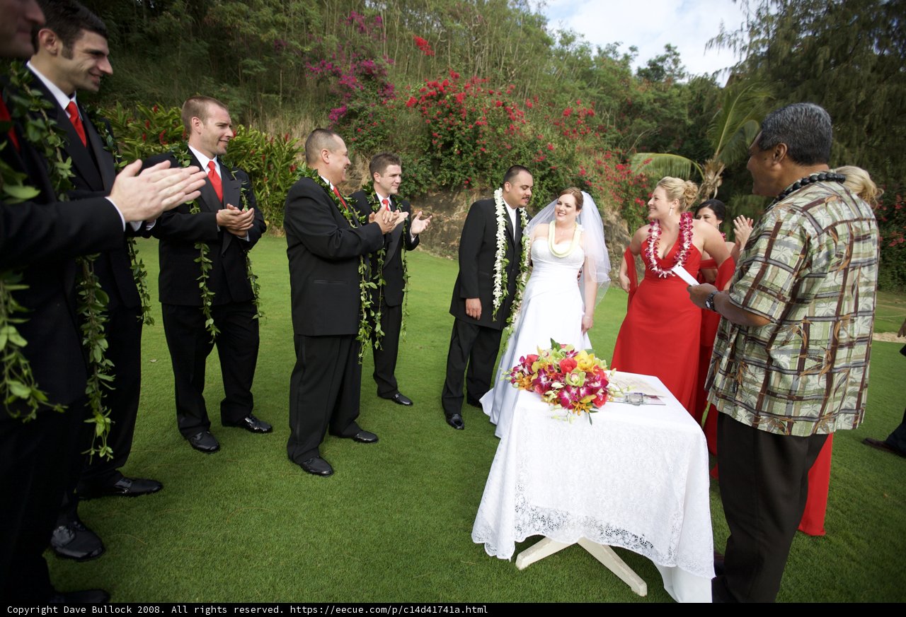 Wedding Party with Flower Arrangement Table