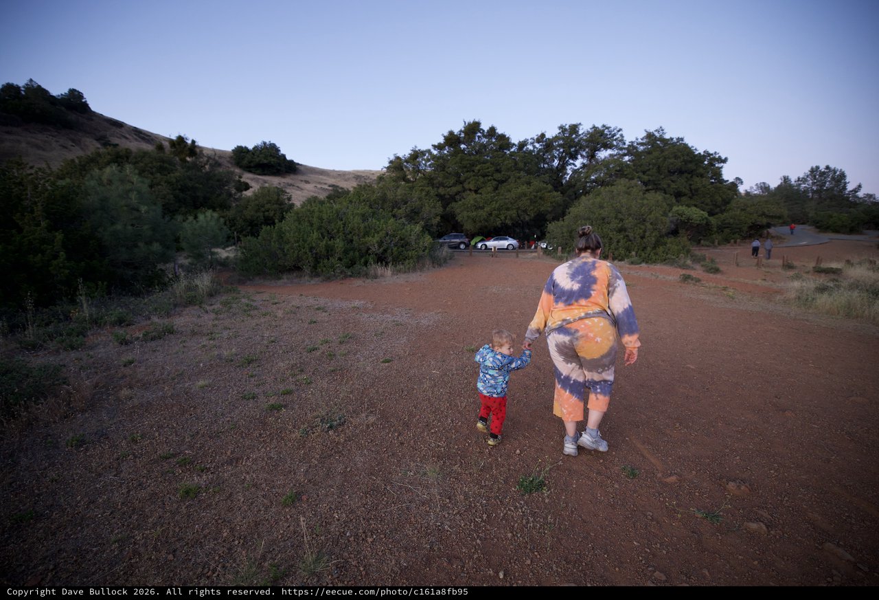 Hand in Hand at Dusk on Mount Diablo Trail