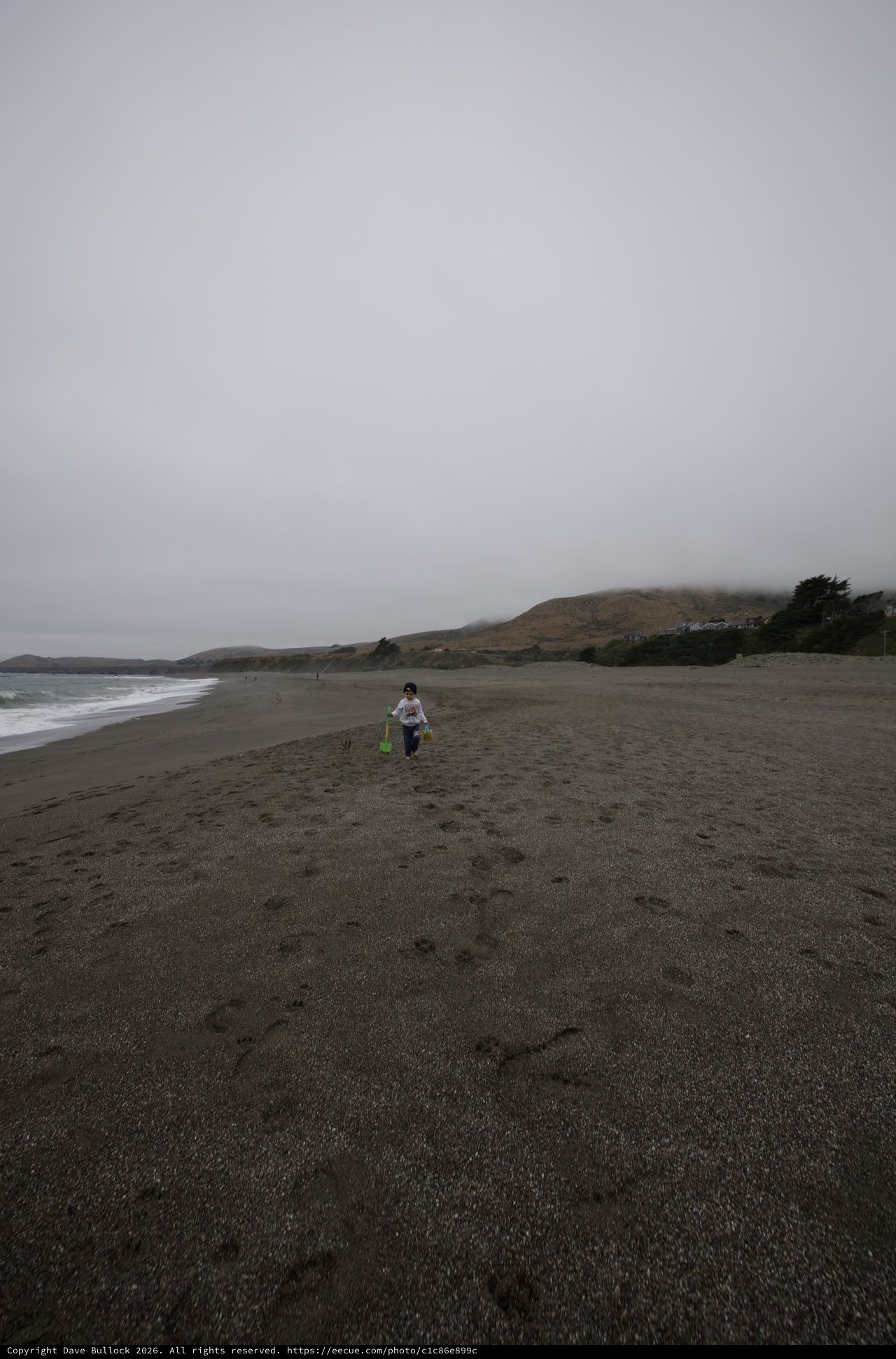 Child Running on Foggy Northern California Beach