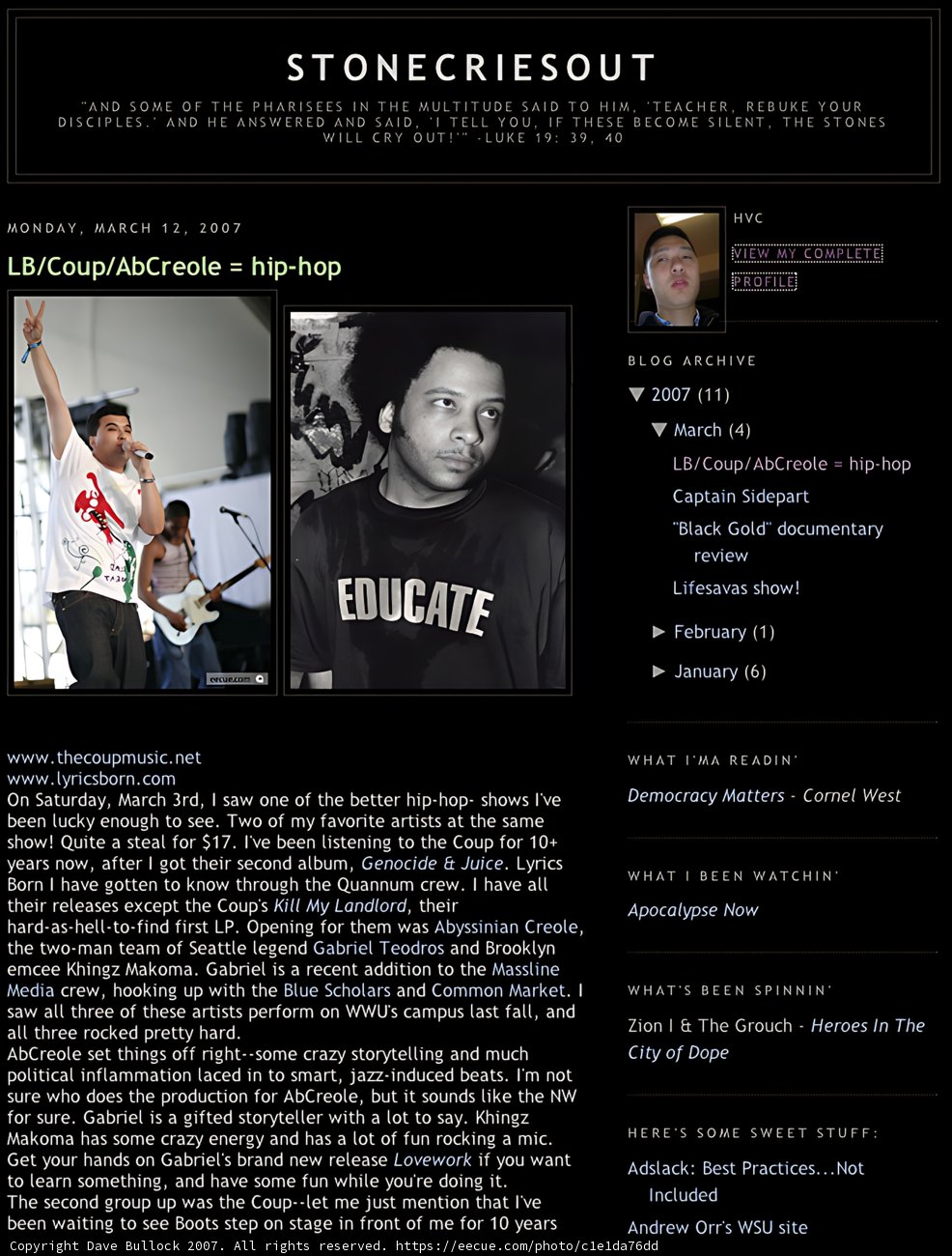 Stonecutout Website featuring Chang Hao and Lyrics Born