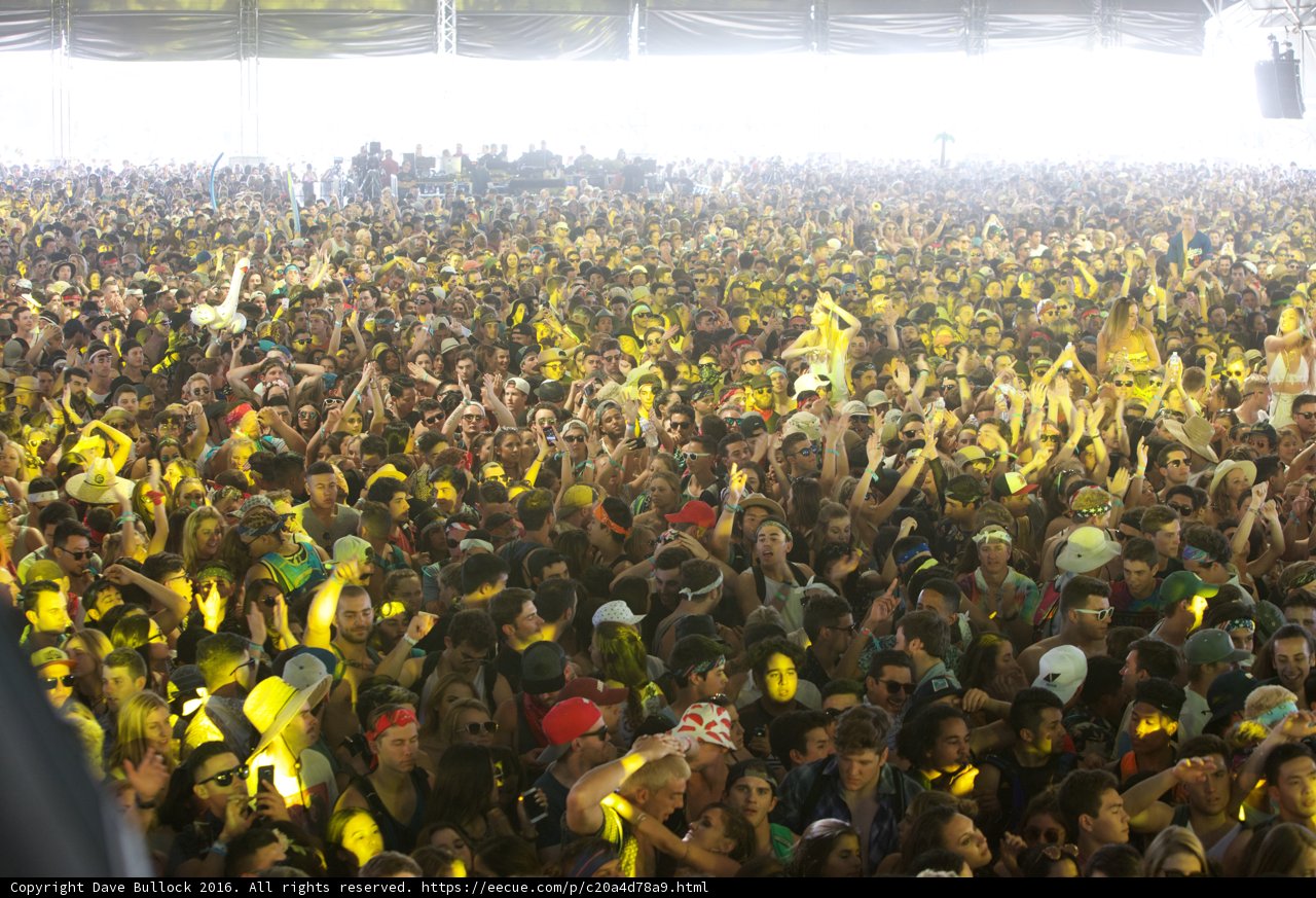 Yellow Lights and Swarming Crowds at Coachella
