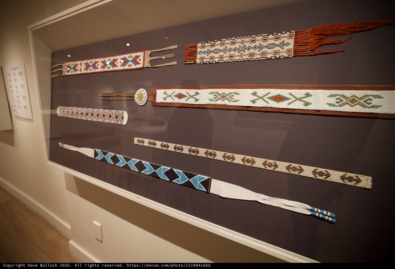 Native American Beaded Belts and Artifacts Museum Display