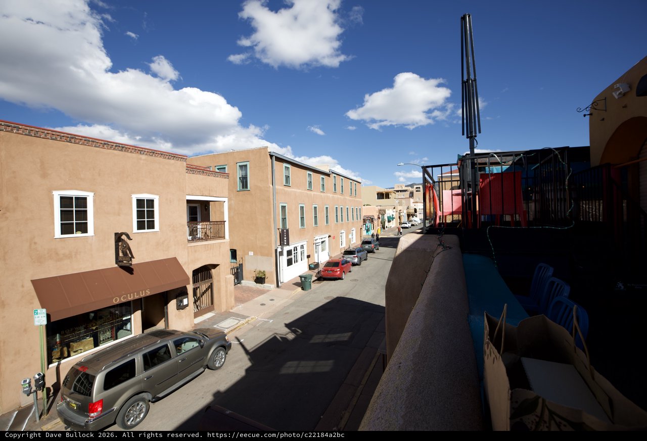 Sunlit Street in Historic Downtown Santa Fe