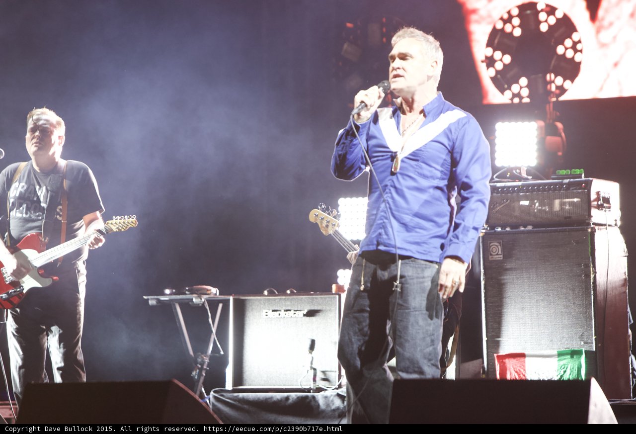 Morrissey Singing Blue Shirt Guitarist Red Guitar Capitol Tee White Smoke LED Panel Italian Flag