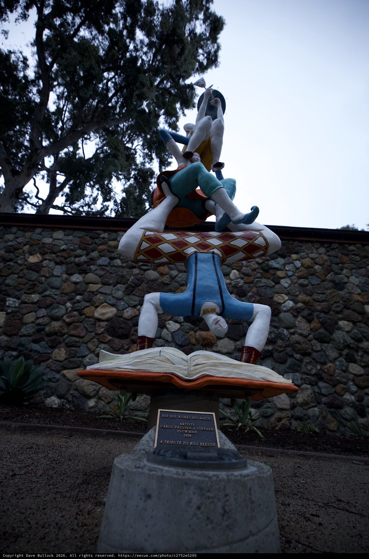 Whimsical Tribute Sculpture to Bill Belson at Twilight