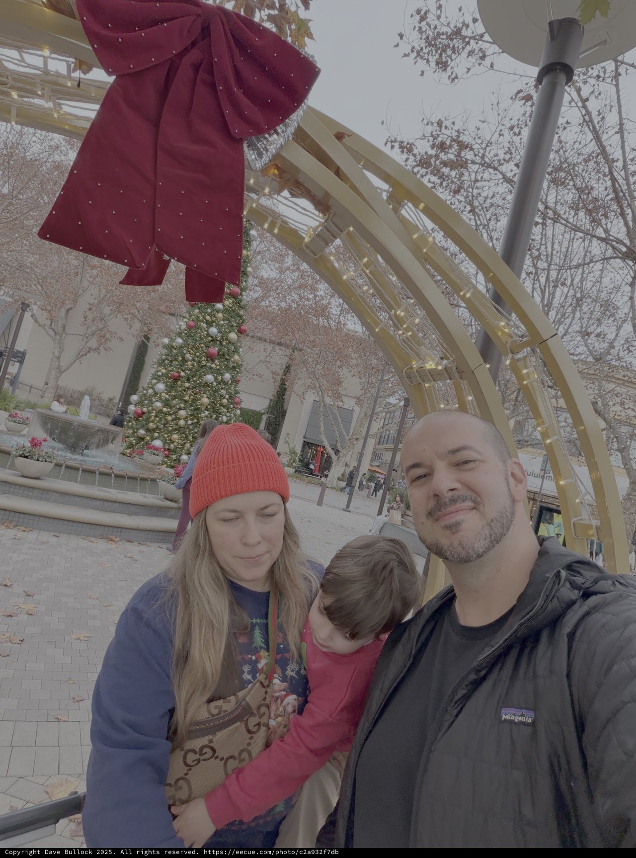 Family Holiday Photo at Festive Shopping Center