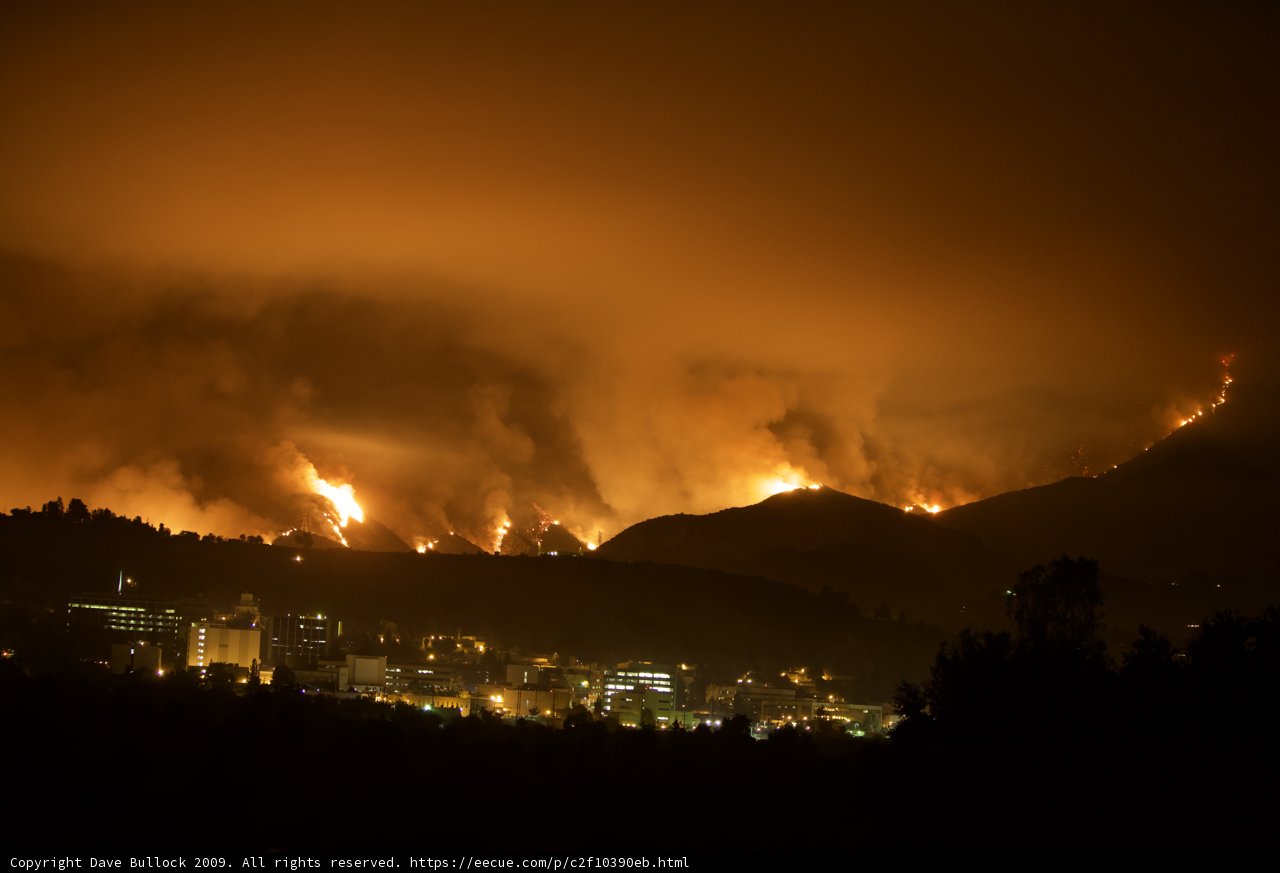 Station Fire Engulfs Hills Above City