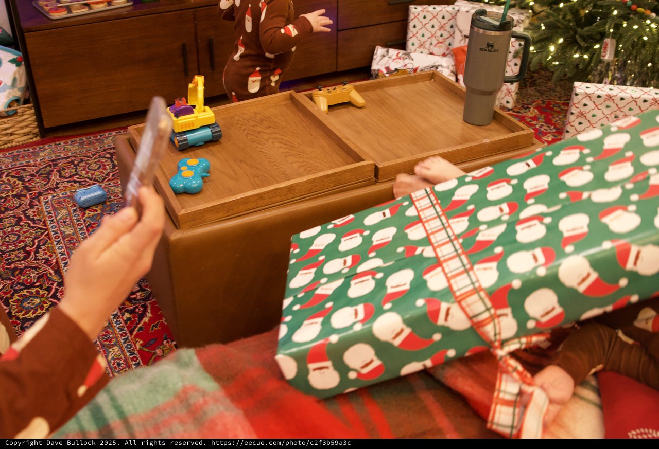 Christmas Morning Gift Opening with Wooden Puzzle Box