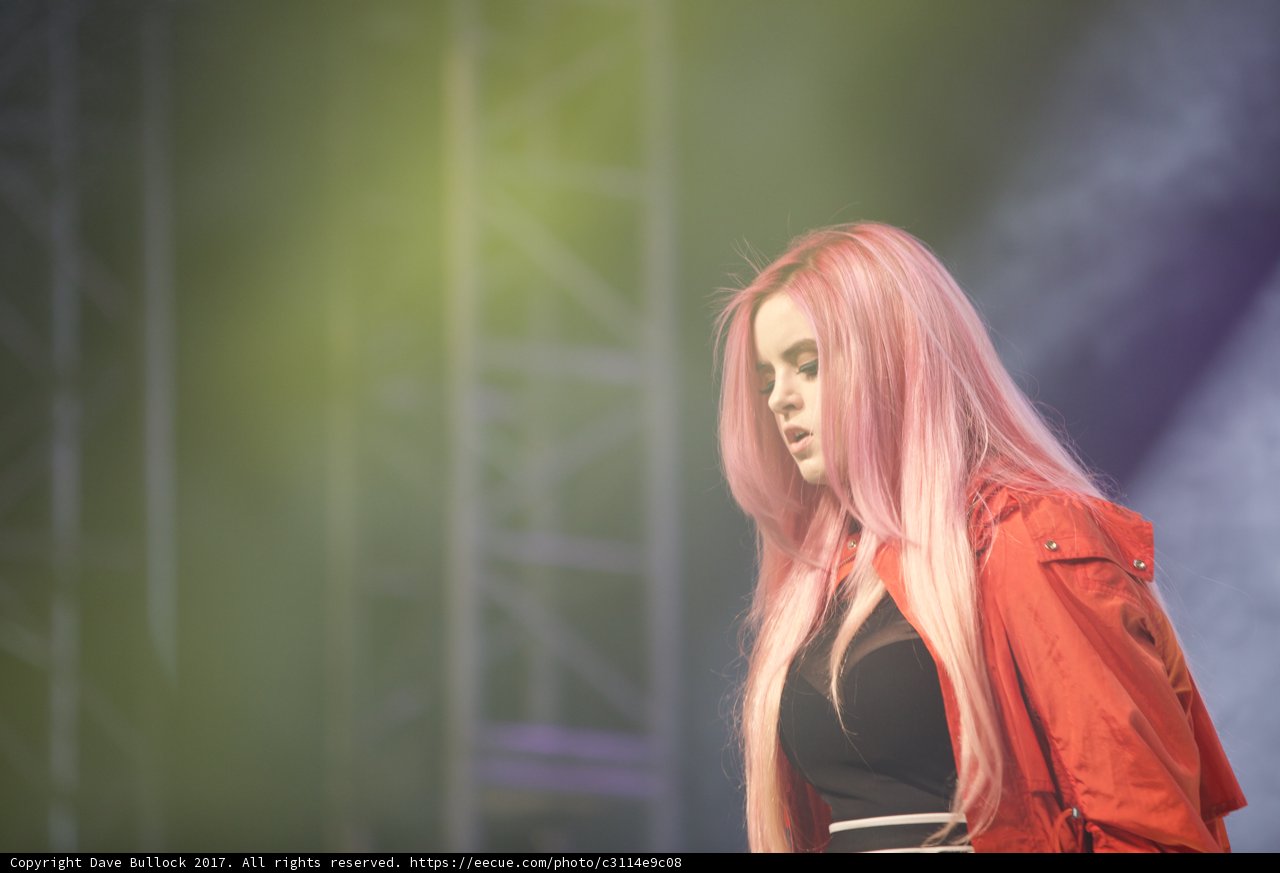 Pink-Haired Performer in the Crowd