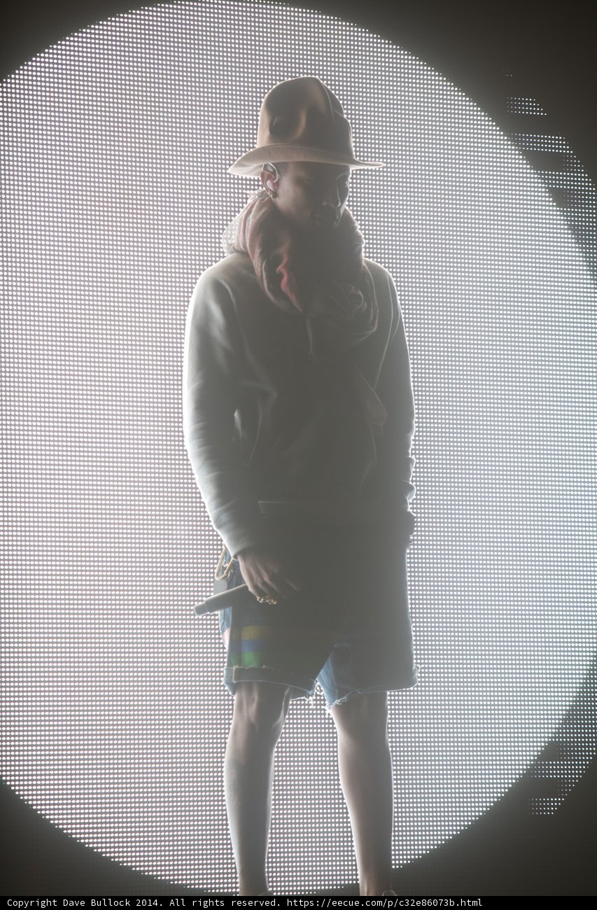 Pharrell Williams Rocks Coachella in Shorts and Sun Hat