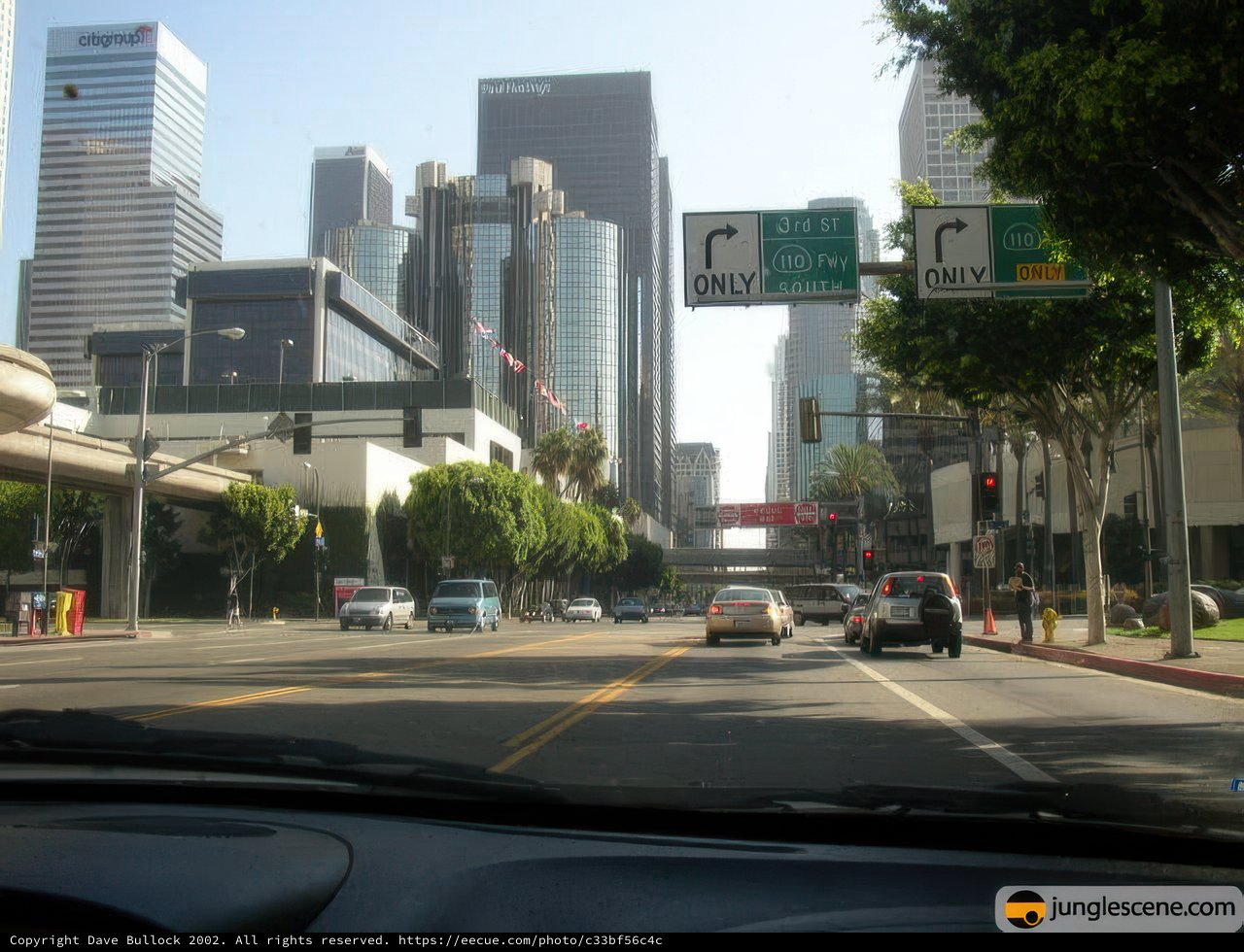 Cityscape through the Car Windshield