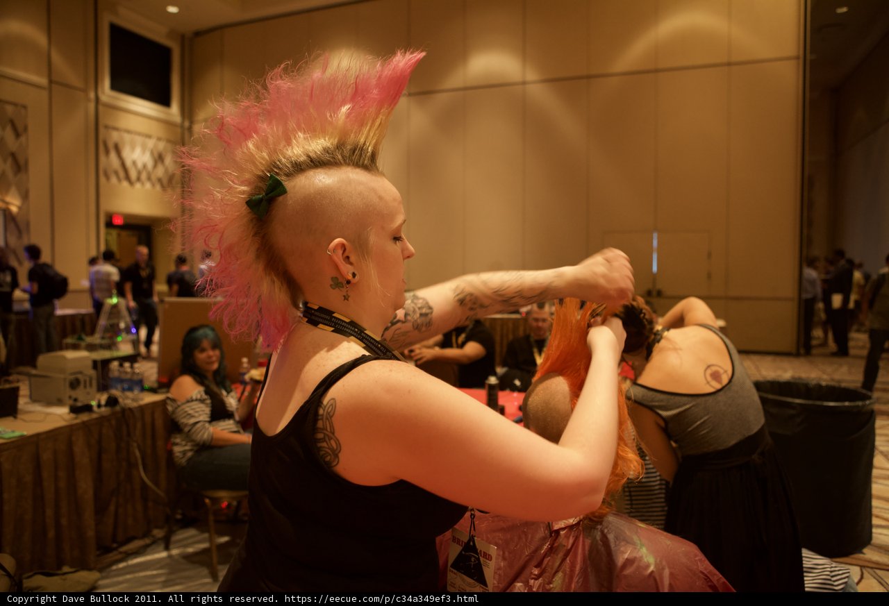Pink-Haired Woman Gets Her Hair Done