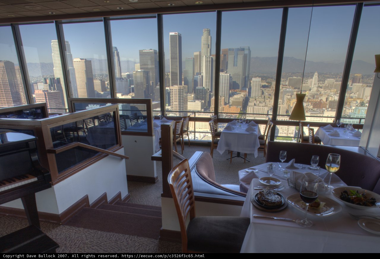 Cityscape from a Penthouse Restaurant