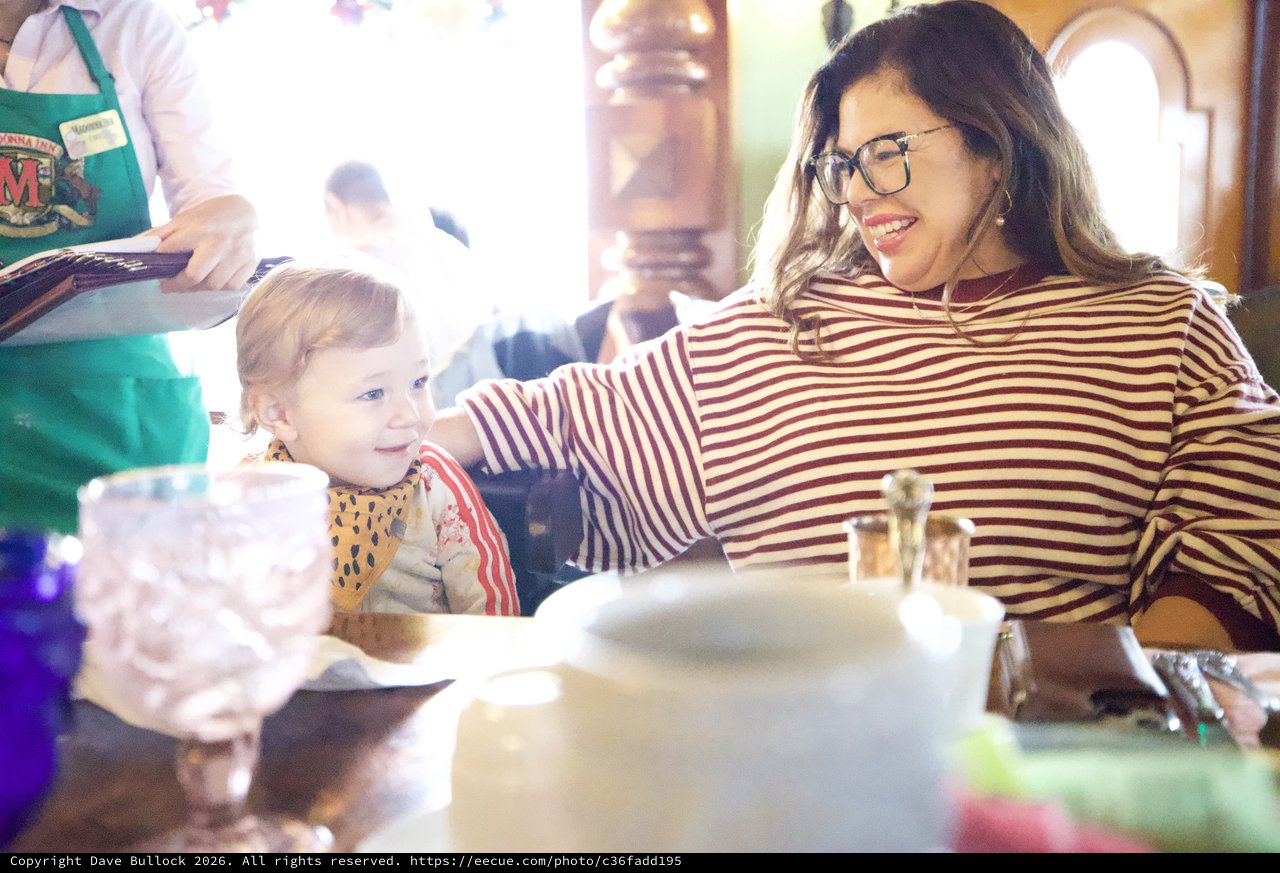 Mother and Child Enjoying Tea Time at Madonna Inn