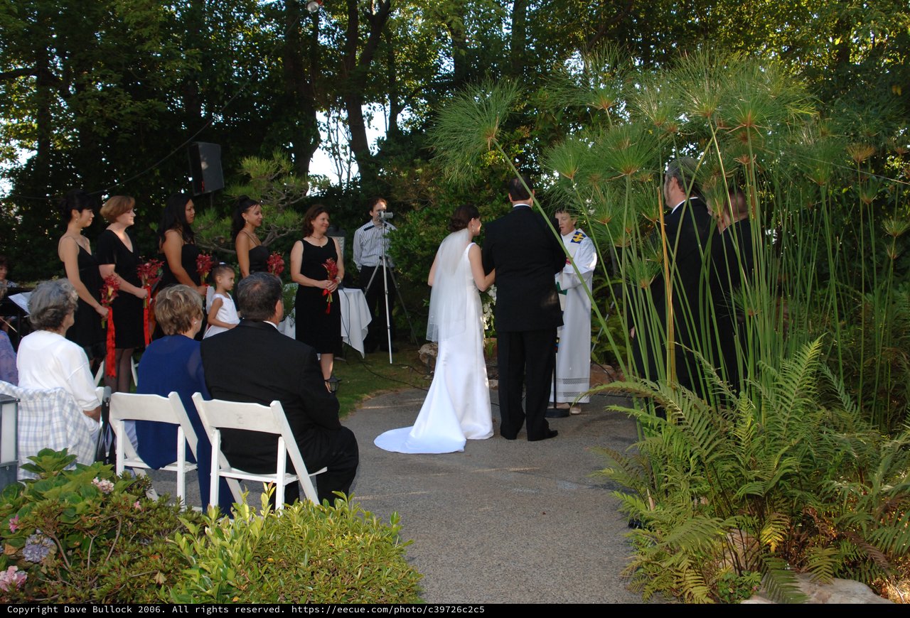 Outdoor Garden Wedding Ceremony at Dusk