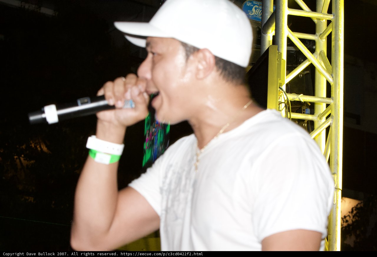 Microphone in White Hat