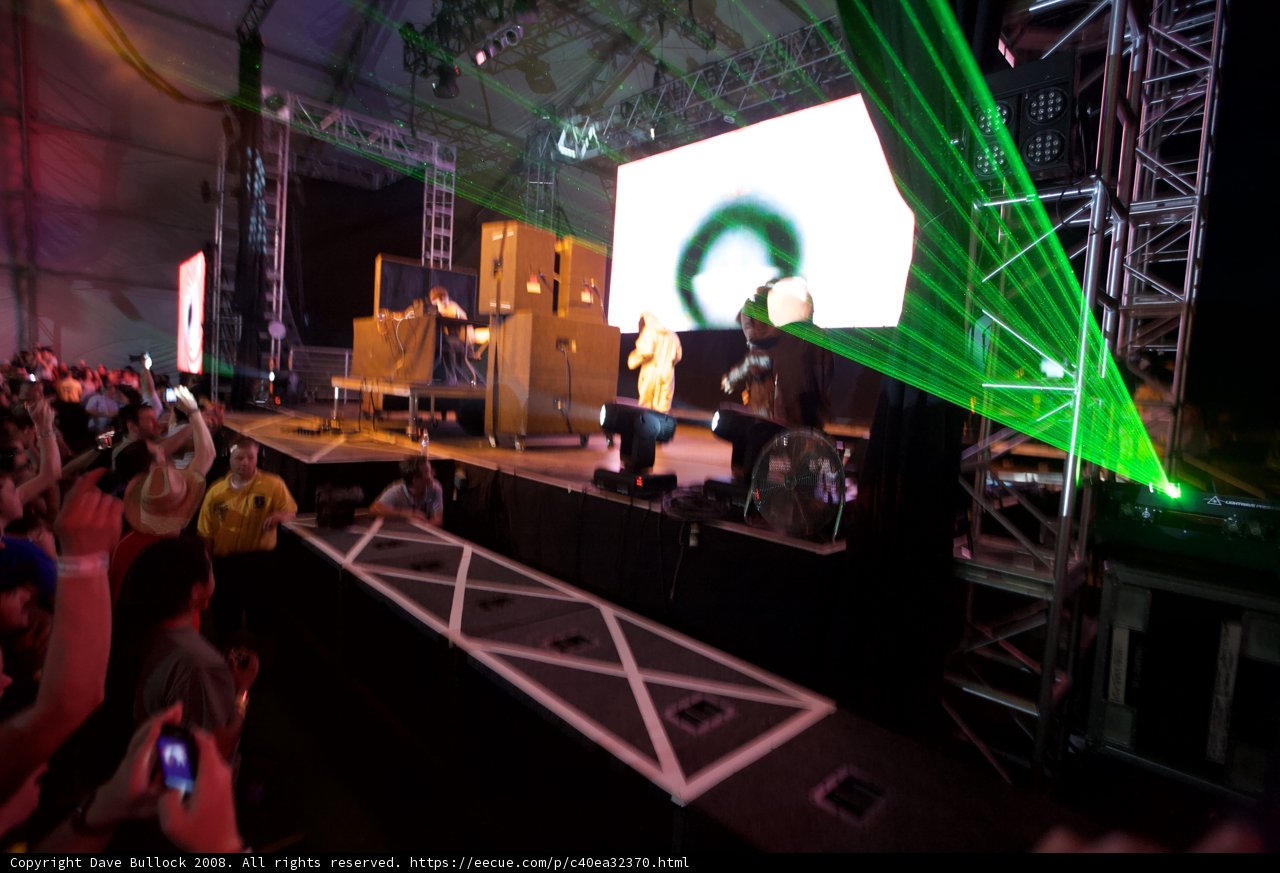 Green Lights Illuminate the Stage for Rock Concert