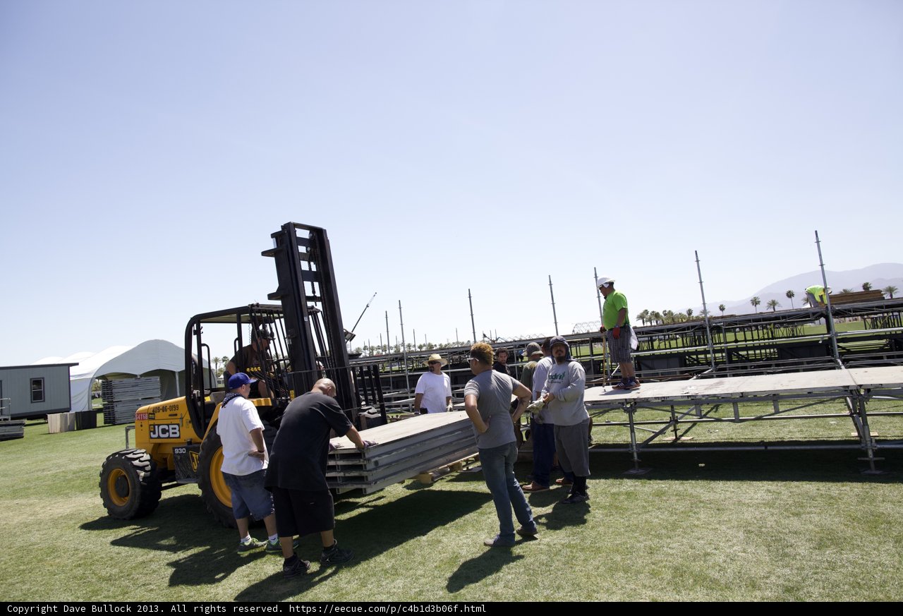 Group Gathering Around Forklift