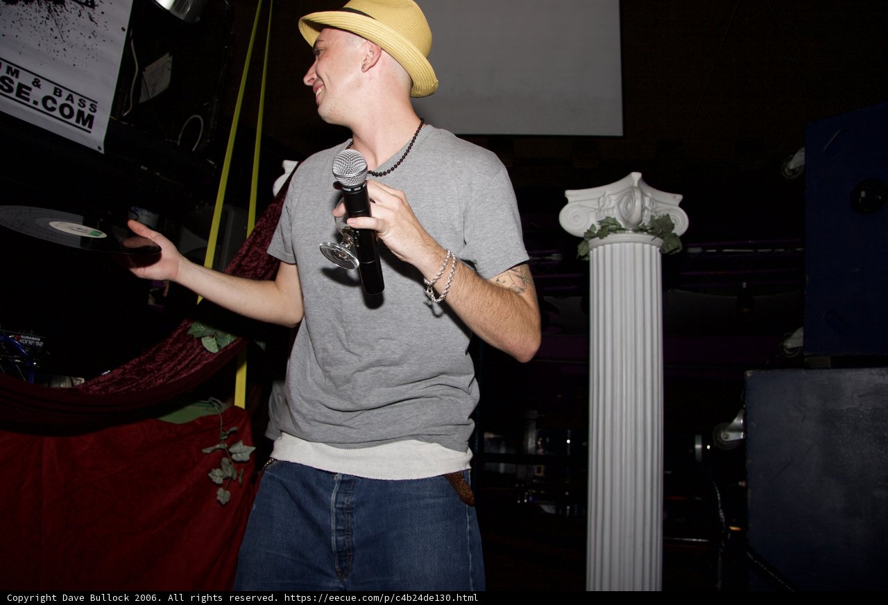 Hat-wearing Man on Stage