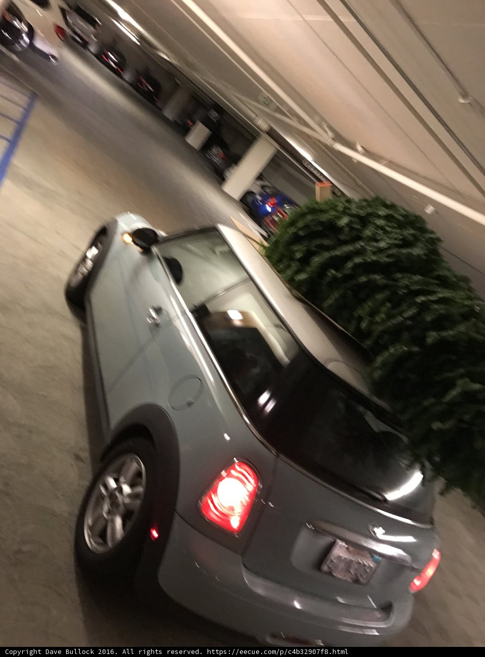 Mini Cooper in a Parking Garage