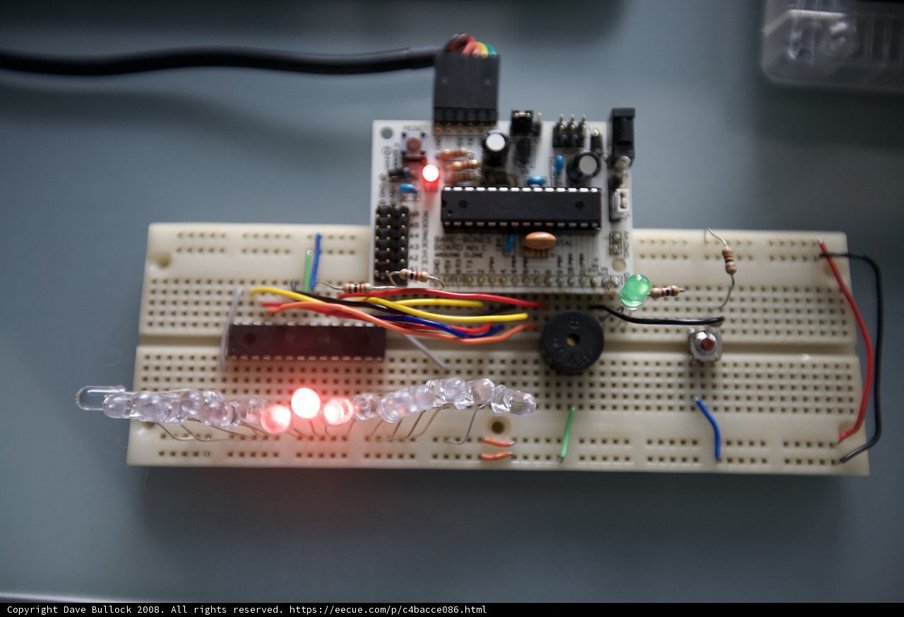 Red LED beaming on arduino circuit board