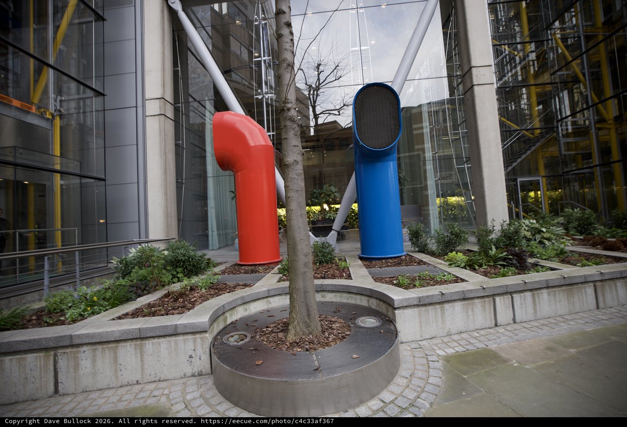 Giant Fencing Masks Public Art Installation in London Courtyard