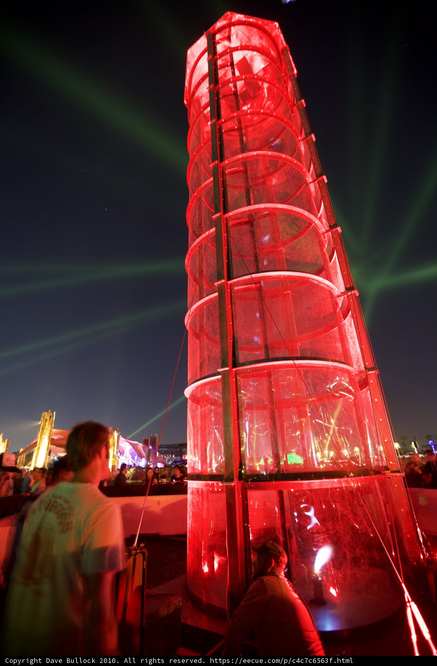 Red Tower Lights Up the Night Sky at Coachella 2010