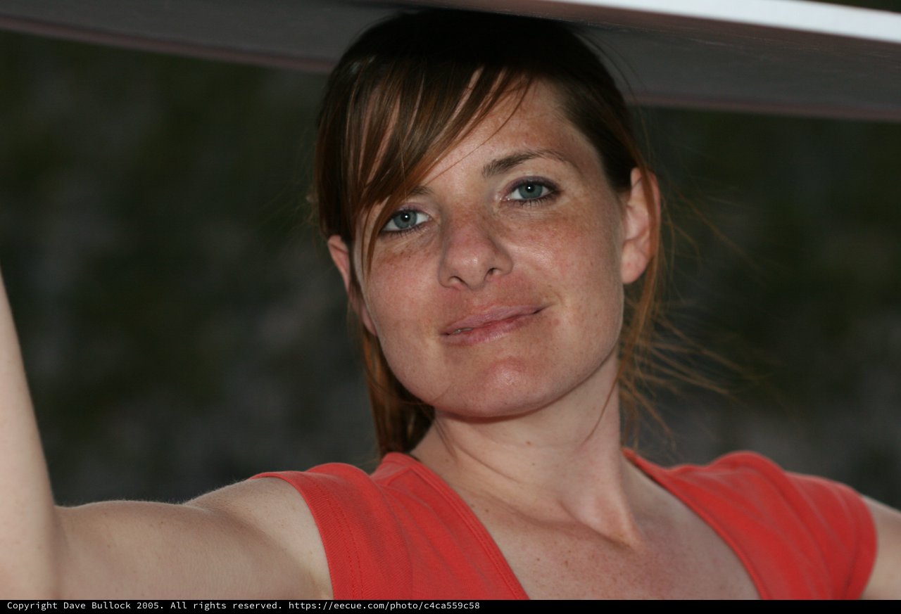 Candid Portrait of Woman in Red Top