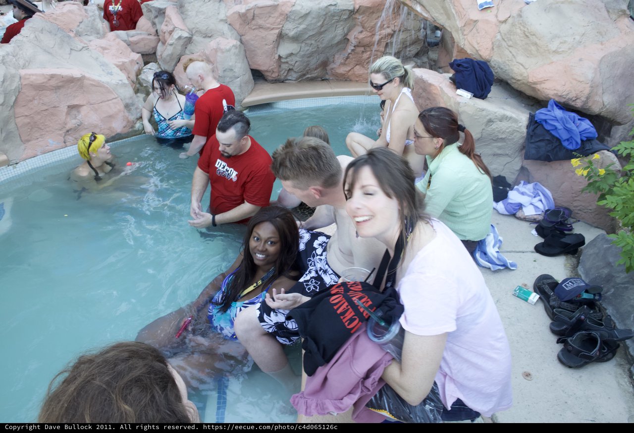 Friends Enjoying a Pool Party at DEF CON