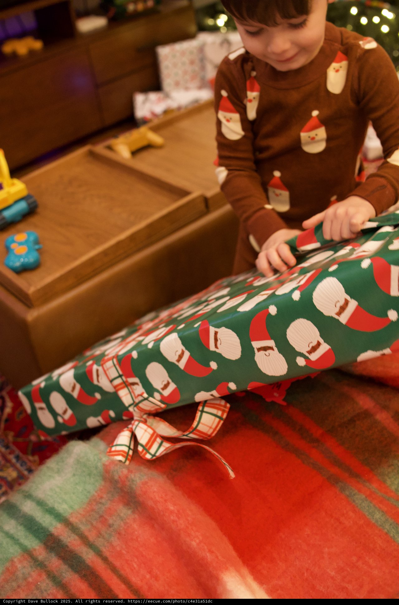 Christmas Morning Gift Unwrapping Joy