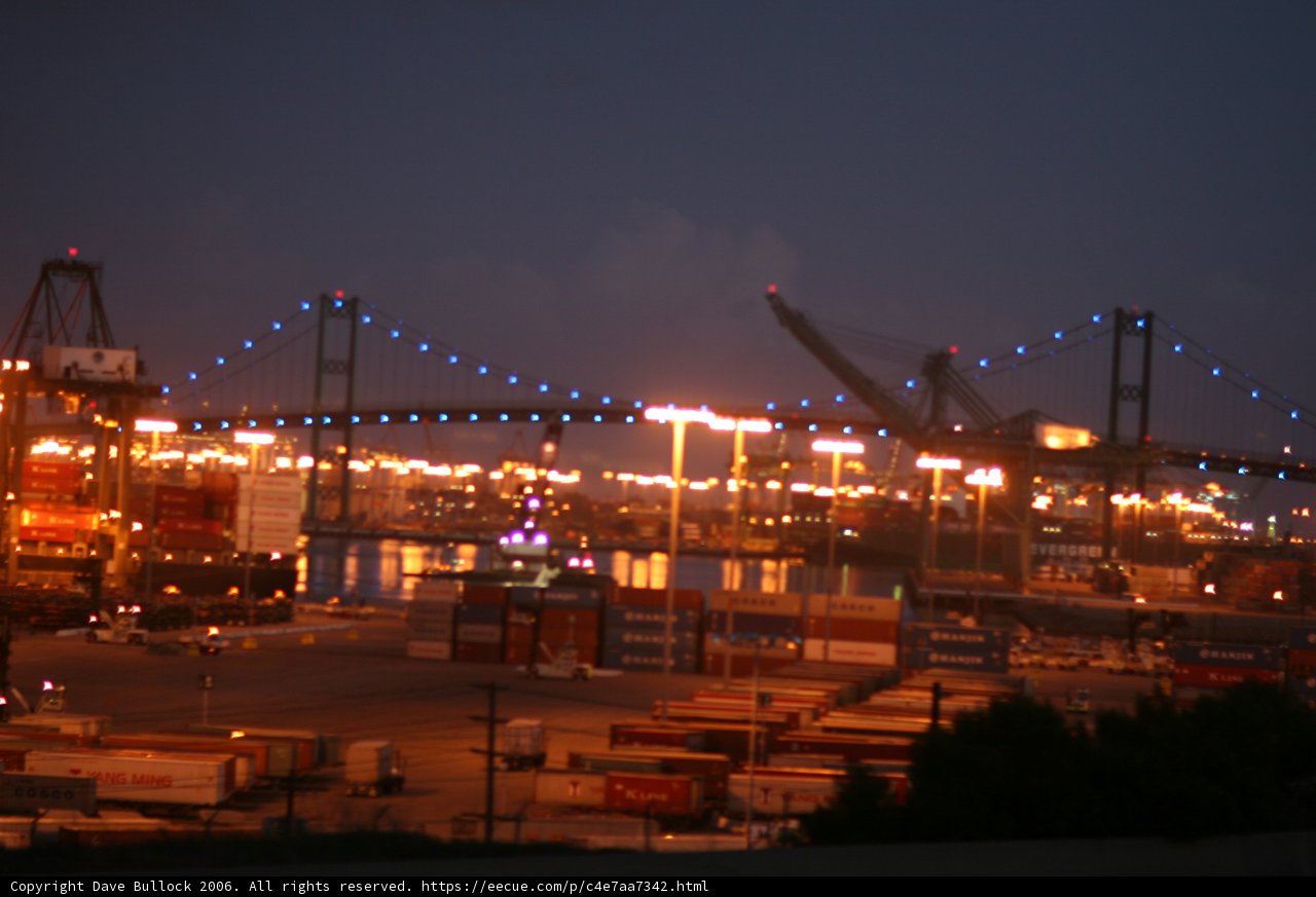 Illuminated Waterfront Bridge