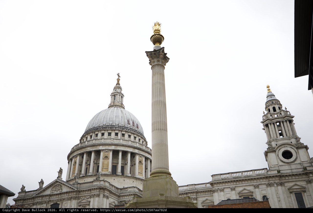 St Paul's Cathedral Dome and Monument Column London
